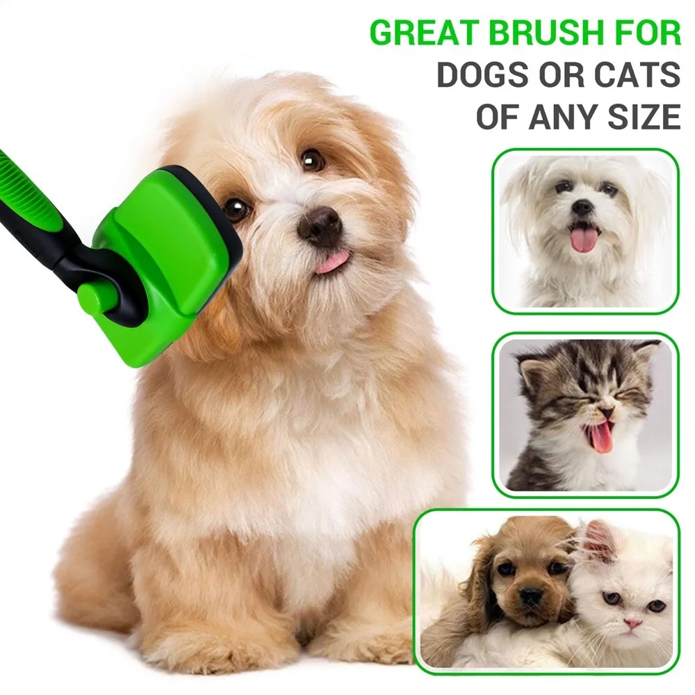 Tminnov Self Cleaning Green Slicker Dog And Cat Brush For Shedding